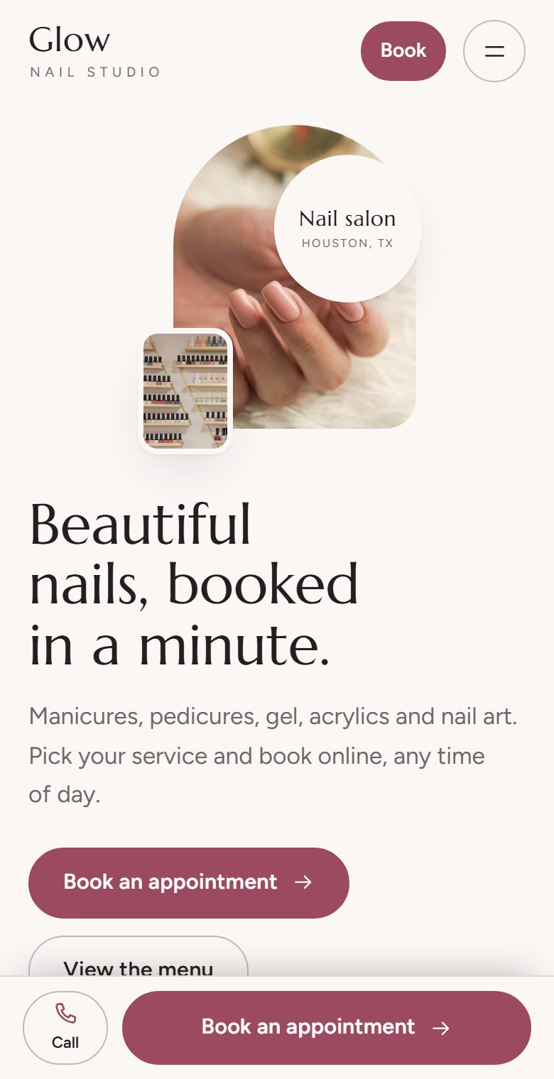 A nail salon site (made-up business)