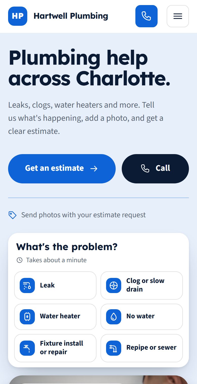 A plumbing site (made-up business)